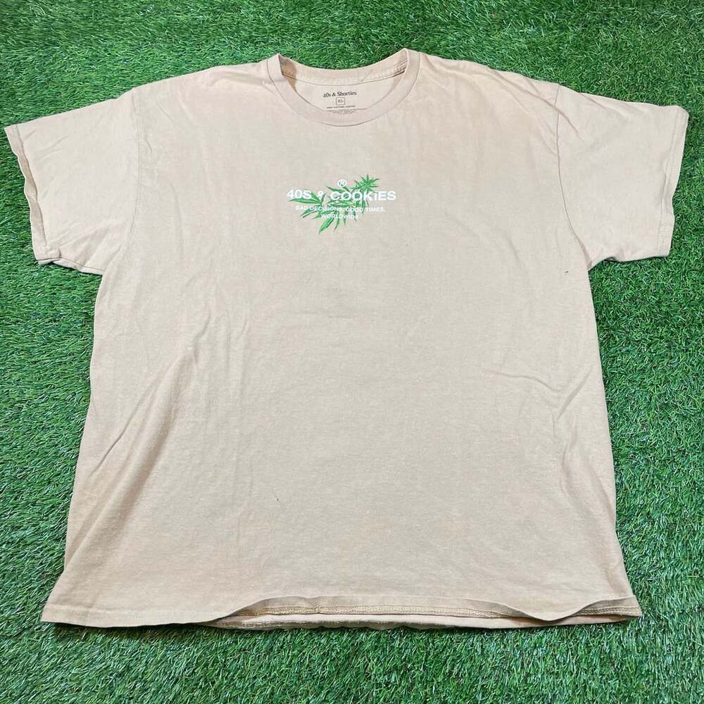 40s & Shorties Tan T-Shirt Size XL Bad Decisions Good Times Worldwide